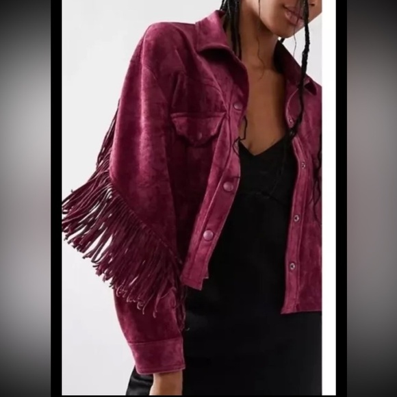 Blank NYC x Free People Twist & Shout Vegan Jacket Size Small NWT Fringe - Picture 1 of 6